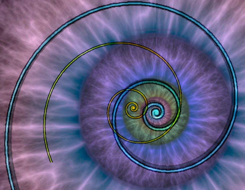 A rainbow fibonacci spiral
