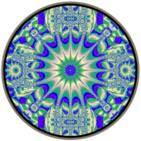 A mandala with blue geometric hues