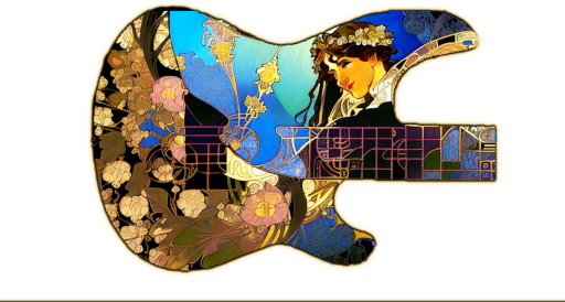 Picture of art deco woman
      on a guitar
